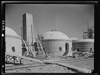 Columbia Steel Company at Geneva, Utah. Brick kilns under construction near the site of a new steel mill which, when finished, will make important additions to the vast amount of steel needed for the war effort. Sourced from the Library of Congress.