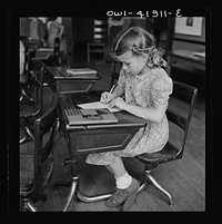 Southington, Connecticut. School girls studying. Sourced from the Library of Congress.