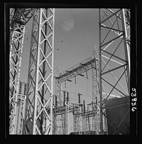 Las Vegas, Nevada. A mass of transmission towers and transformers redistributing power from Boulder Dam to Basic Magnesium Incorporated, which produces huge quantities of the lightest of all metals for aircraft and other wartime manufacturing. Sourced from the Library of Congress.