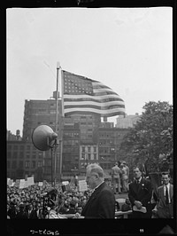 New York, New York. June 6, 1944. Reverend A. Hamilton Nesbitt at the D-day rally in Madison Square. Sourced from the Library of Congress.