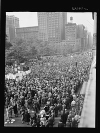 New York, New York. Some of the crowd at Madison Square on D-day. Sourced from the Library of Congress.