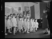 New York, New York. Preschool age children at L'Ecole maternelle francaise on D-day. Sourced from the Library of Congress.