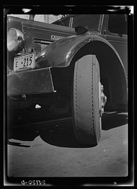 Washington, D.C. A close-up view of a tire on a commercial truck. Sourced from the Library of Congress.