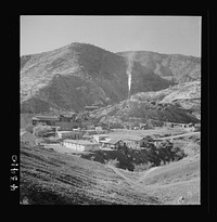 [Untitled photo, possibly related to: New Idria, California. The mercury extraction plant of the New Idria Quicksilver Mining Company where mercury is obtained from cinnabar mined at nearby workings]. Sourced from the Library of Congress.