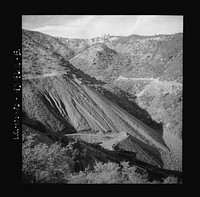 [Untitled photo, possibly related to: New Idria, California. View of the New Idria Quicksilver Mining Company's workings where cinnabar, an ore containing mercury, is obtained]. Sourced from the Library of Congress.
