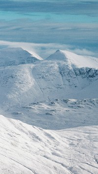 Winter mobile wallpaper background, snowy mountain views in winter