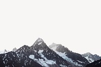 Snowy mountain border collage element, off white design psd