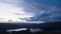 Nature desktop wallpaper background, cloudy sky over a city of Isle of Skye, Scotland