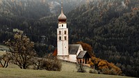 Nature desktop wallpaper background, church by the forest in Italy