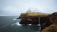 Nature desktop wallpaper background, M&uacute;lafossur waterfall in the Faroe Islands