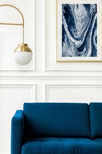 Aesthetic living room with blue sofa modern luxury interior design
