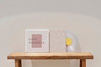 Vinyl record leaning against the wall minimal interior design