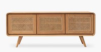 Rattan cabinet mockup psd mid century furniture