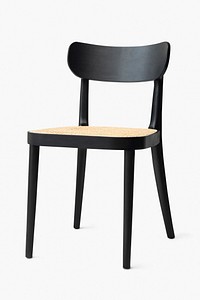 Black dining chair psd mockup with rattan seat