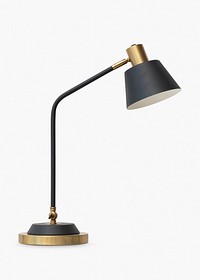 Office desk lamp psd mockup in brass and black