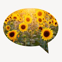 Sunflower field speech bubble badge, Spring photo