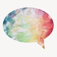 Colorful abstract painting speech bubble badge, art photo