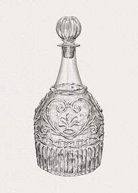 Vintage decanter psd illustration, remixed from the artwork by John Dana