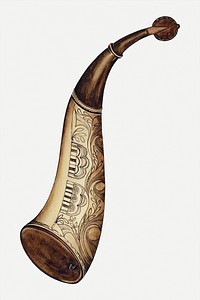 Vintage powder horn psd illustration, remixed from the artwork by William McAuley