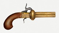 Vintage revolver gun psd illustration, remixed from the artwork by Rose Campbell-Gerke