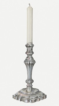 Vintage silver candlestick psd illustration, remixed from the artwork by Horace Reina