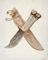 Knife and Sheath (ca.1936) by Jesse W. Skeen. Original from The National Gallery of Art. Digitally enhanced by rawpixel.