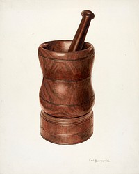 Mortar and Pestle (ca. 1938) by Carl Buergerniss. Original from The National Gallery of Art. Digitally enhanced by rawpixel.