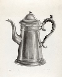 Pewter Coffee Pot (1935&ndash;1942) by Grace Halpin. Original from The National Gallery of Art. Digitally enhanced by rawpixel.
