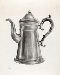 Pewter Coffee Pot (1935–1942) by Grace Halpin. Original from The National Gallery of Art. Digitally enhanced by rawpixel.