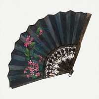 Antique fan psd design element, remix from artwork by Ann Gene Buckley