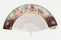 Antique fan psd design element, remix from artwork by Jessie M. Benge