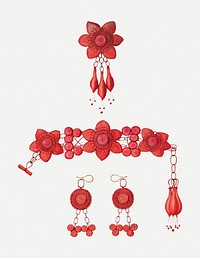Vintage red jewelry psd, remix from artwork by William High