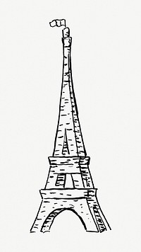 Eiffel tower psd vintage illustration, remixed from artworks from Leo Gestel