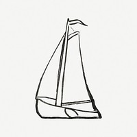 Sailboat psd vintage drawing, remixed from artworks from Leo Gestel