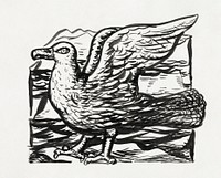 Seagull (ca. 1891&ndash;1941) drawing in high resolution by <a href="https://www.rawpixel.com/search/Leo%20Gestel?sort=curated&amp;page=1&amp;topic_group=_my_topics">Leo Gestel</a>. Original from The Rijksmuseum. Digitally enhanced by rawpixel.