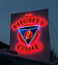 Mighty cone vibrant neon signs in Austin, Texas. Original image from Carol M. Highsmith&rsquo;s America, Library of Congress collection. Digitally enhanced by rawpixel.
