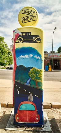 Painted gas pump in Chambersburg, Pennsylvania. Original image from <a href="https://www.rawpixel.com/search/carol%20m.%20highsmith?sort=curated&amp;page=1">Carol M. Highsmith</a>&rsquo;s America, Library of Congress collection. Digitally enhanced by rawpixel.