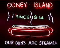 Coney Island Hot Dog shop neon sign in Fort Wayne, Indiana. Original image from Carol M. Highsmith&rsquo;s America, Library of Congress collection. Digitally enhanced by rawpixel.