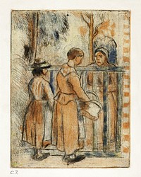 Beggar Women (ca. 1894, printed 1930) by Camille Pissarro. Original from The Art Institute of Chicago. Digitally enhanced by rawpixel.
