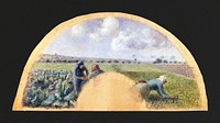 Fan Mount: The Cabbage Gatherers (ca. 1878&ndash;79) by Camille Pissarro. Original from The MET museum. Digitally enhanced by rawpixel.