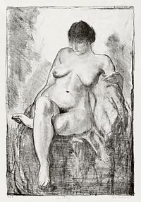 Nude woman seated (1916) print in high resolution by George Wesley Bellows. Original from the Boston Public Library. Digitally enhanced by rawpixel.