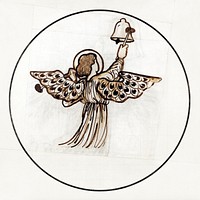 Angel playing on Bells (1862) drawing in high resolution by Sir Edward Burne–Jones. Original from Birmingham Museum and Art Gallery. Digitally enhanced by rawpixel.