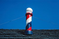 Hair of Today barber pole, Canby, Oregon (1980) photography in high resolution by John Margolies. Original from the Library of Congress. Digitally enhanced by rawpixel.