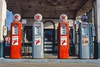 Texaco pumps, Marietta, Ohio (1980) photography in high resolution by John Margolies. Original from the Library of Congress. Digitally enhanced by rawpixel.