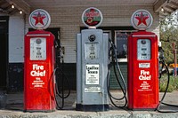 Texaco gas pumps, Milford, Illinois (1977) photography in high resolution by John Margolies. Original from the Library of Congress. Digitally enhanced by rawpixel.