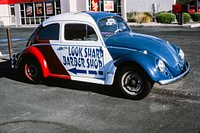 Look Sharp Barber Shop sign (painted 1969 Volkswagen), Yuma, Arizona (2003) photography in high resolution by John Margolies. Original from the Library of Congress. Digitally enhanced by rawpixel.