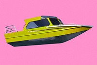 Yellow jet boat psd sign, remixed from artworks by John Margolies