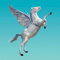 White Pegasus statue, remixed from artworks by John Margolies