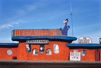 Restaurant detail, Bedrock City, Rts. 64 and 180, Valle, Arizona (1987) photography in high resolution by John Margolies. Original from the Library of Congress. Digitally enhanced by rawpixel.