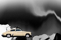 Retro car background vector, remixed from artworks by John Margolies